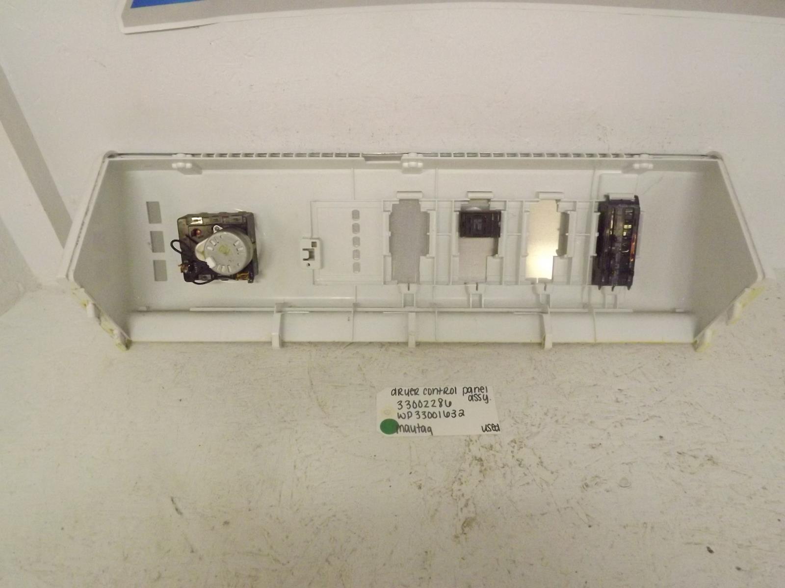 Maytag Dryer 33002286 WP33001632 Control Panel Assembly Used Maytag Dryer 33002286 WP33001632 Control Panel Assembly Used